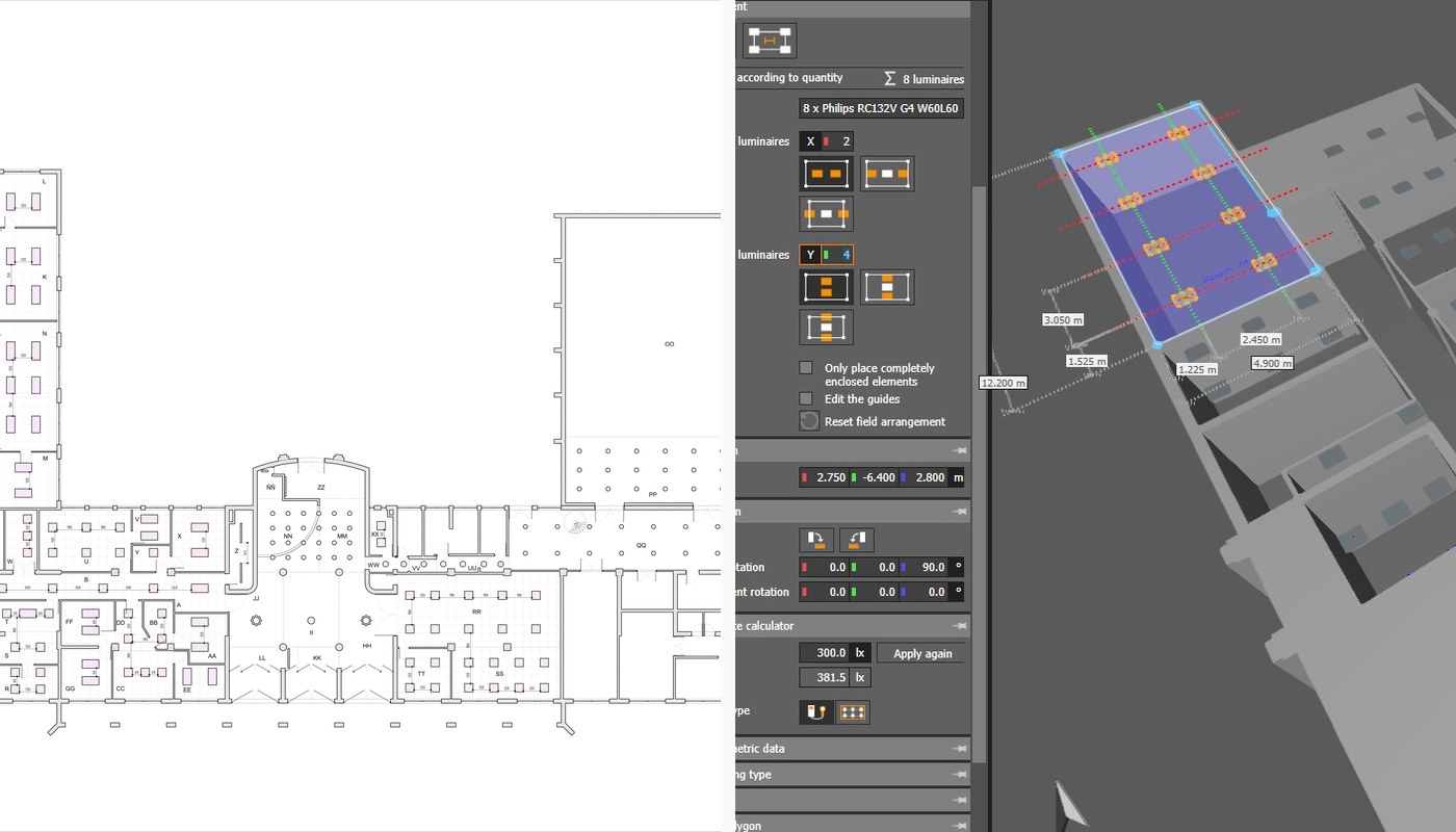 Plano de diseño lumínico edificio Gobierno Regional Coquimbo